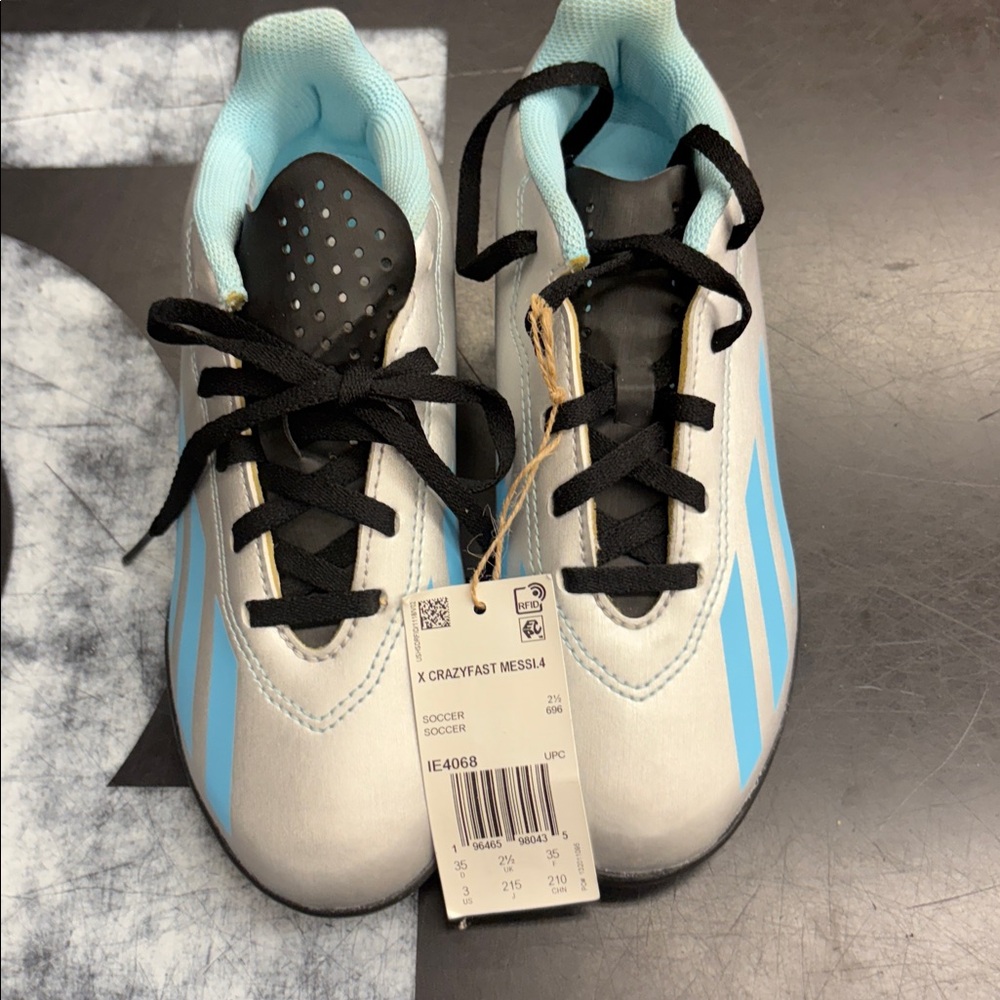 Adidas X Crazyfast Messi 4 White and Blue Soccer Shoes